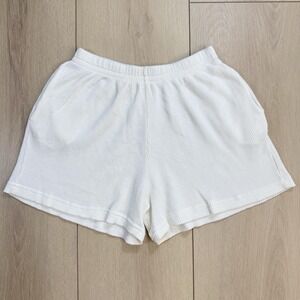 Vintage Surfvival USA White Waffle Knit Cotton Shorts Women's Sz‎ S Made in USA